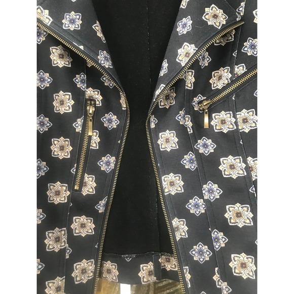 INSIGHT NEW YORK Black Floral Print Moto Jacket Blazer Womens Size‎ 12 - Picture 5 of 9